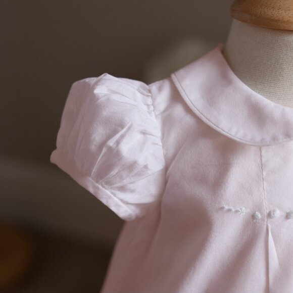 Strasburg Pink Heirloom 100% Cotton Gown Pearl Hand Embroidery 12 Month Perfect - Picture 2 of 5